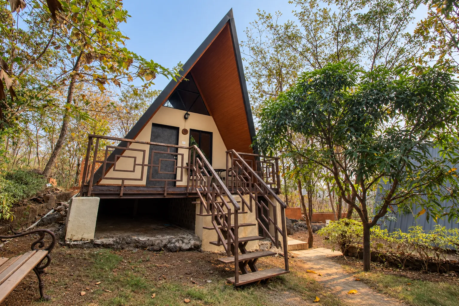 Sunlit Woodland A-Frame Cabin (1)